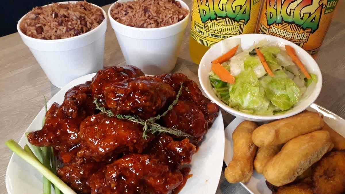Barbi Sweet-Chili Fried Chick'n Family meal deal (Feeds 4)Barbi Sweet-Chili Fried Chick'n Family meal deal! Feed your family of four with 2 rice & peas, stewed cabbage, festival, sweet plantains, and a refreshing 2 liter soda