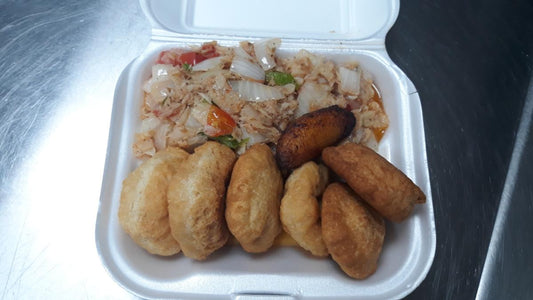Stewed Saltfish & Fried Dumplings